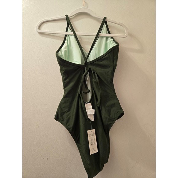 Cupshe Women's Tummy Contouring One Piece Swimsuit Olive Green Ruched Ties - Picture 2 of 7